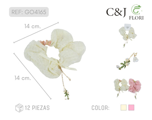 12 Scrunchies para el Cabello con Detalle de Brillos de Fantasía de Colores Pastel