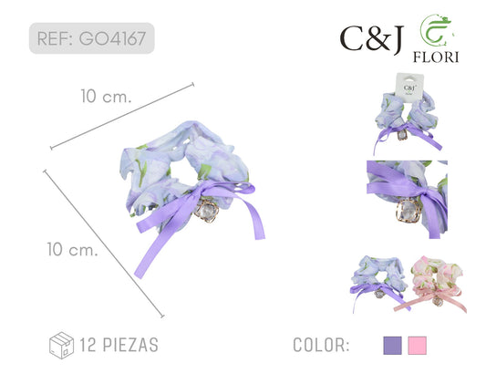 12 Scrunchies para el Cabello con Detalle de Listón Pedrería de Fantasía