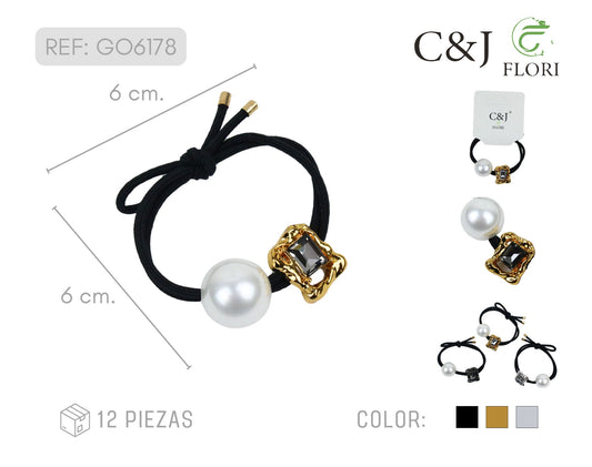 12 Ligas para el Cabello con Pedrería Elegante de Fantasía