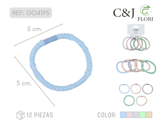 12 paquetes de 5 Ligas Resistentes para Cabello de Colores
