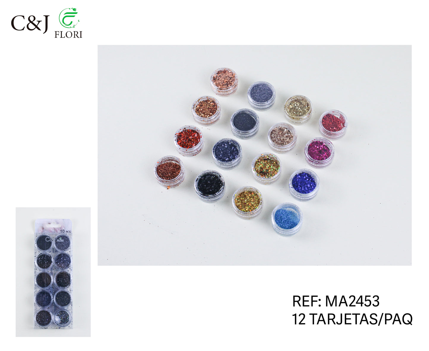 12 Sets de Decoración de Uñas Glitter Brillantina y Diseños Mixtos