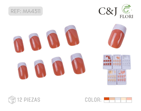 Docena de Sets de Uñas Cuadradas en Colores Neutros