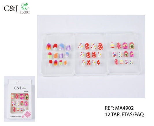 Docena de Sets de Uñas de Fantasía para Niñas Diseños Surtidos
