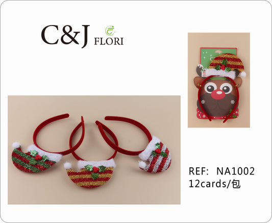 Docena Diadema Navideña de Gorro Navideño de Organza Glitter