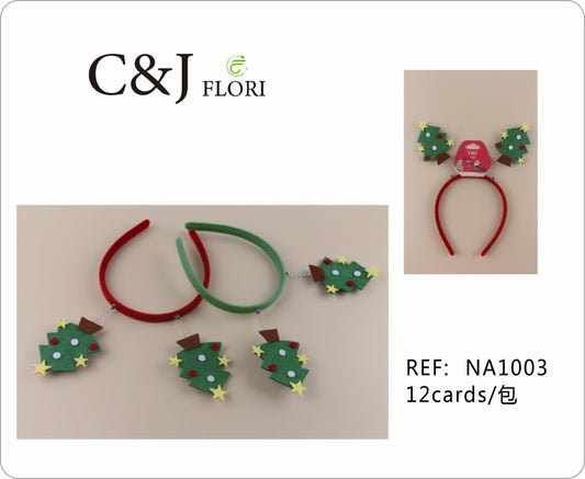 Docena Diadema Navideña con Divertido Pino Navideño de Fieltro