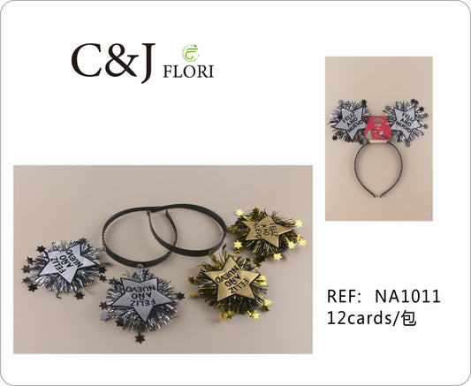 Docena de Diademas de Fiesta de Feliz Año Nuevo con Estrellas y Elegante Escarcha