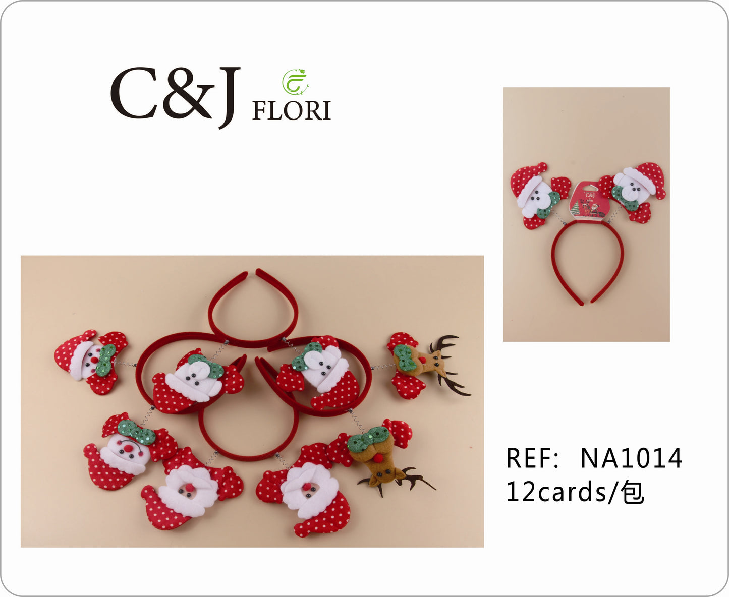 Docena de Diademas navideñas de Personajes Navideños en Fieltro