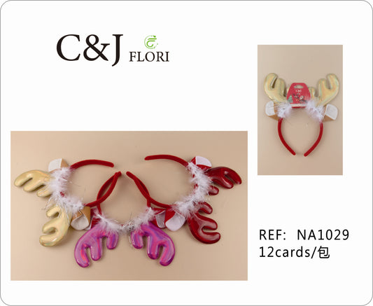 Docena de Diademas de Astas de Reno de Organza Satinada en Colores