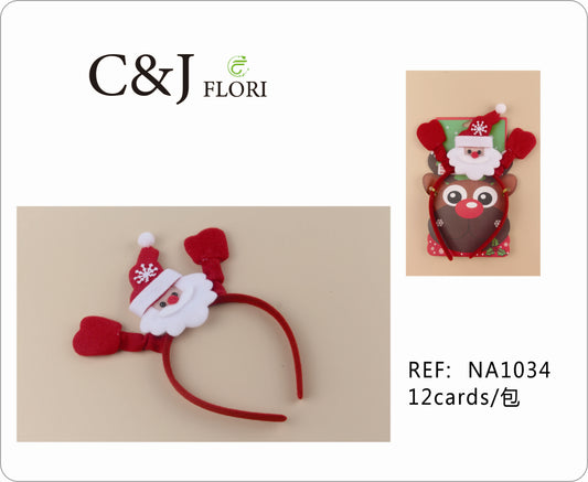 Docena de Diademas Navideñas de Santa Claus Feliz en Fieltro