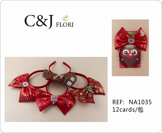 Docena de Diademas Navideñas de Moños Grandes en Tela Navideña Variedad de Patrones