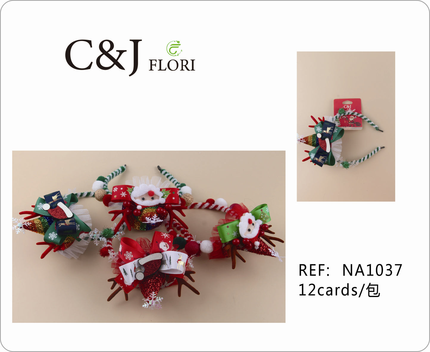 Docena de Elegantes Diademas Navideñas de Sombreritos con Astas de Reno Varios Personajes