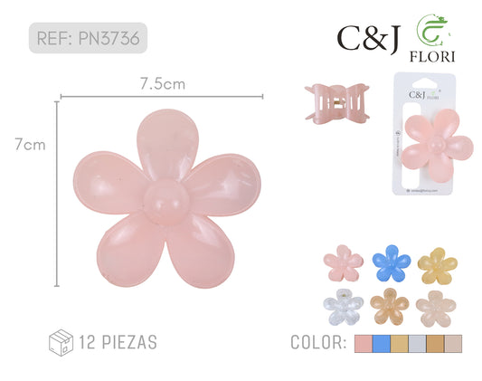 Docena Pinzas para Cabello Diseño de Margarita Varios Colores