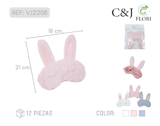 Docena Antifaz para Dormir de Peluche con Orejas de Conejo